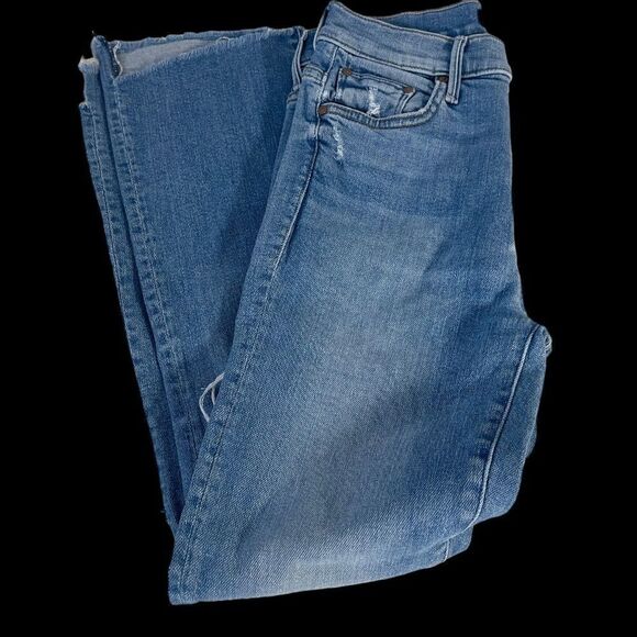 Mother The Insider Crop Step Fray Jeans Thrilling Shots Sz 24 - Picture 4 of 13